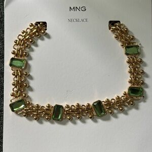 Mango Gold Necklace with Green Accents